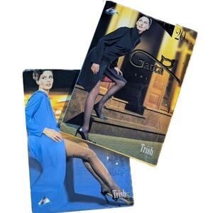 2 vintage gatta european hosiery dot patterned pantyhose black medium NWT